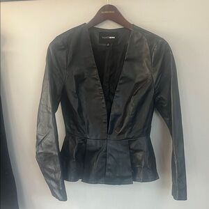 Fashion Nova Black Faux Leather Blazer Small